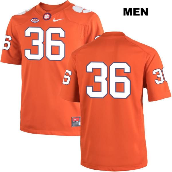 Men's Clemson Tigers #36 Judah Davis Stitched Orange Authentic Nike No Name NCAA College Football Jersey IQC6246AH